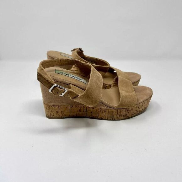 Steve Madden Hoda Woman's Brown Platform Wedge Slingback Sandal Size 8.5 M - Picture 5 of 9